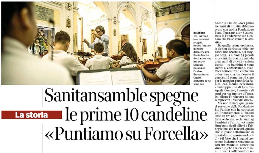 Sul Corriere del Mezzogiorno: Sanitansamble spegne le prime 10 candeline 